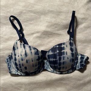 Tie-Dye Blue and White Bra